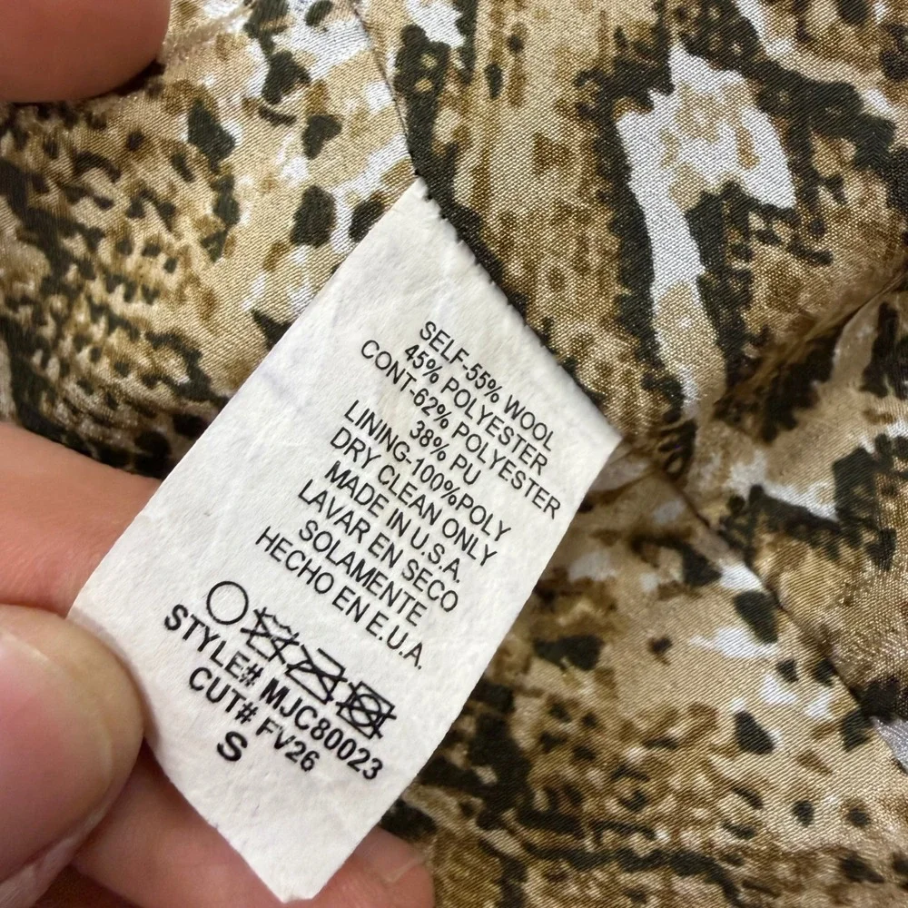 Monocracy Wool Blend Tweed Vest Mustard Yellow Faux Leather Collar Small MJC8002 - Picture 6 of 11